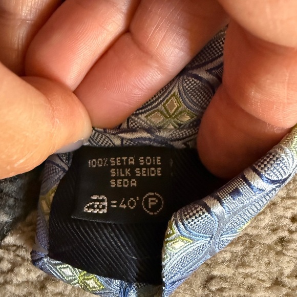 Emenegilda Zenga Blue, Green & Gray Men's Tie - Picture 7 of 7